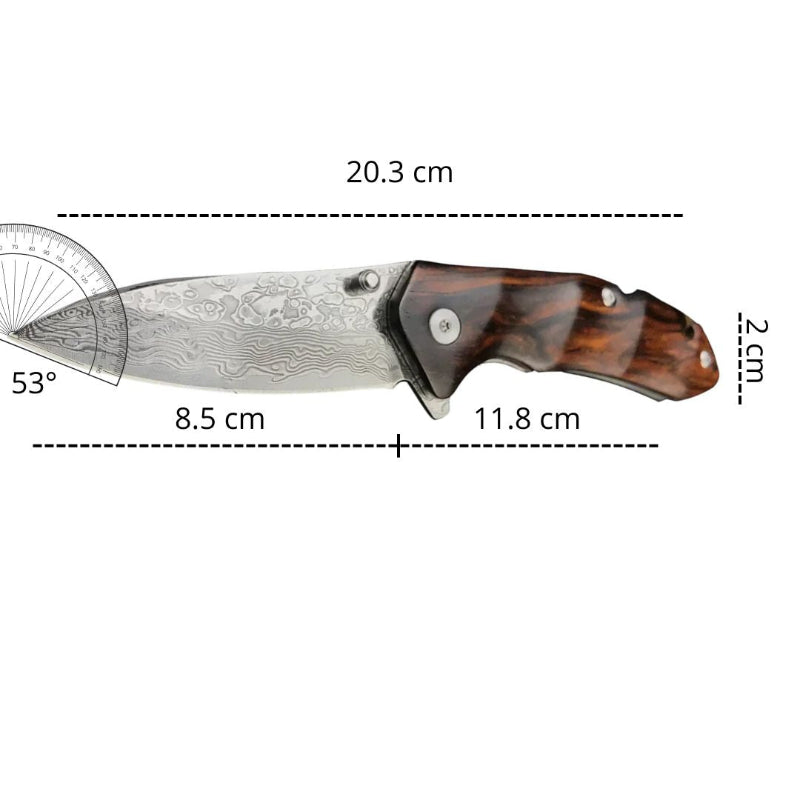 Couteau de Chasse Damas avec Etui en Cuir Dimensions