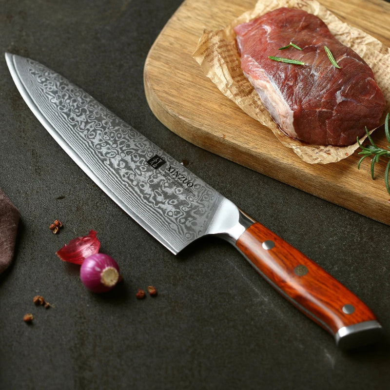 Couteau de Chef en Acier Damas Présentation