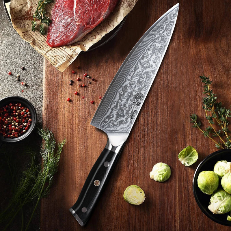 Couteau de Chef Japonais Damas Présentation