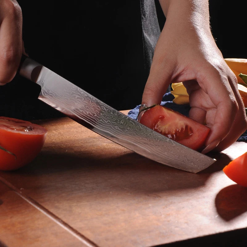 Couteau de Cuisine Forgé Damas Découpe tomate