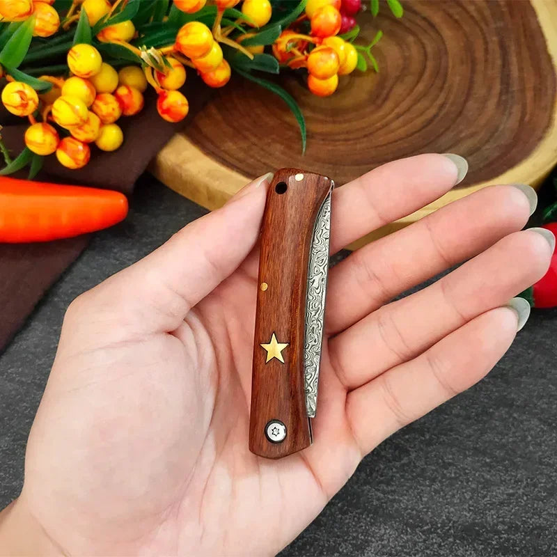 Couteau Pliant Damas Pas Cher dans une main